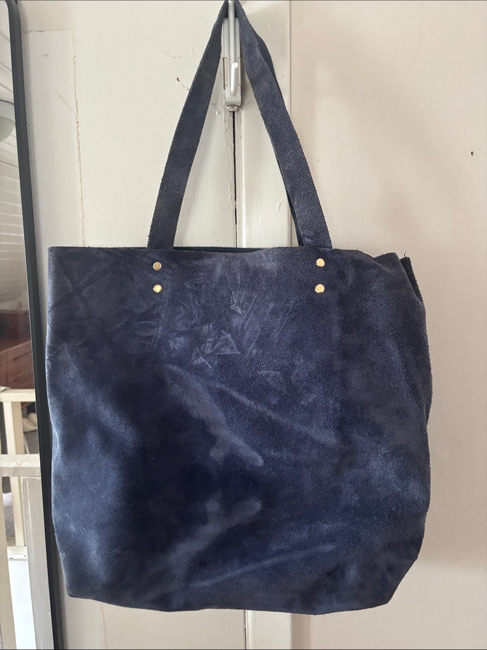 Navy Suede Tote Bag